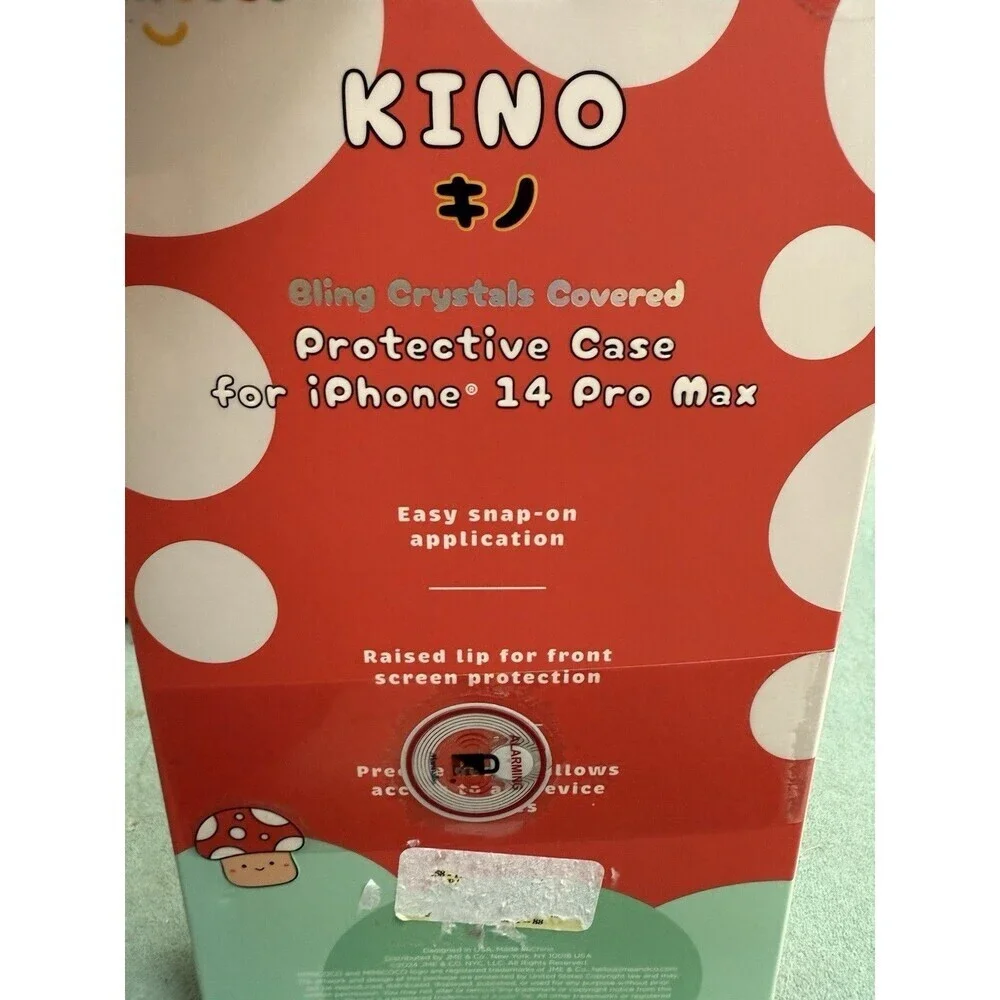 Mimicoco Kino iPhone 14 ProMax Mushroom Jeweled Bling Phone Case Sparkle New